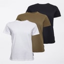 Womens Three Pack Crew Neck T-Shirts Black/Khaki/White