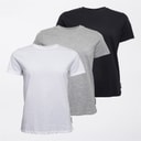 Womens Three Pack Crew Neck T-Shirts Black/White/Light Grey Melange