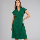 Womens Crepe V Neck Dress Jade Green