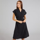 Womens Crepe V Neck Dress Black
