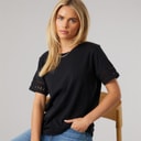 Womens Crochet T-Shirt Black