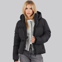 Womens Row Short Puffer Coat Black