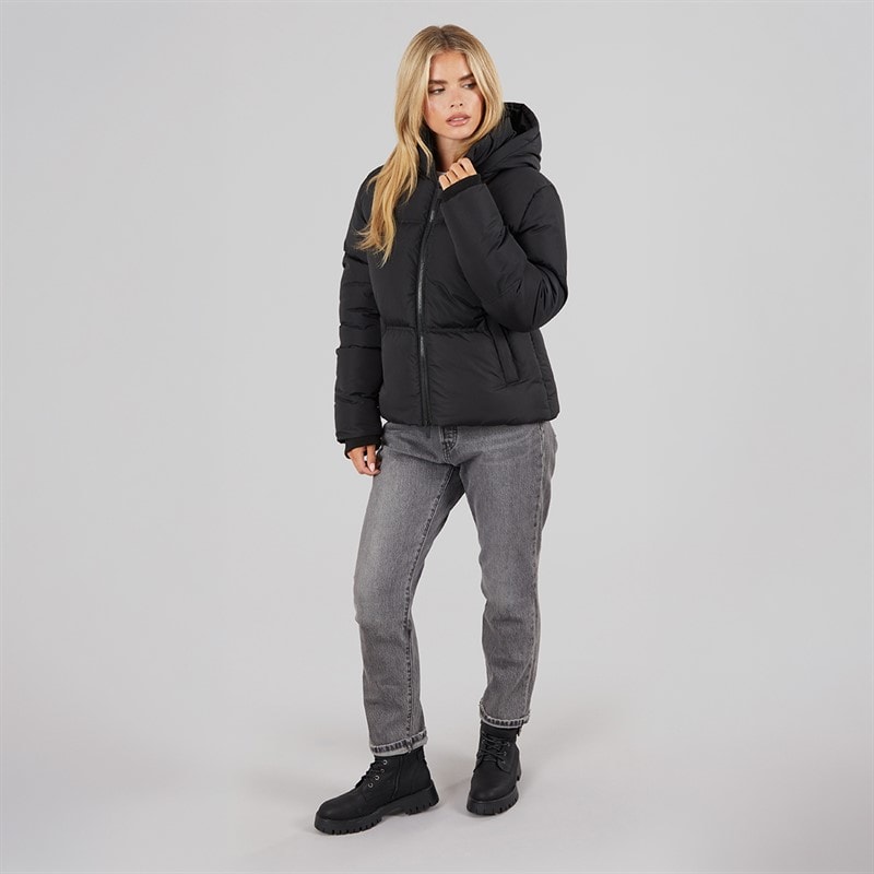 Womens Row Short Puffer Coat Black - Image 3