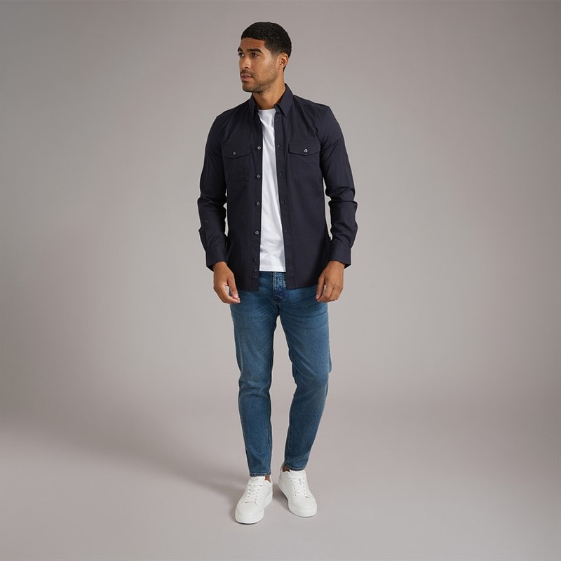 Mens Two Pocket Oxford Overshirt Solid Marine - Image 4