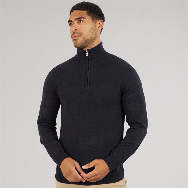 Mens Cash Half Zip Jumper Marine - Image 3