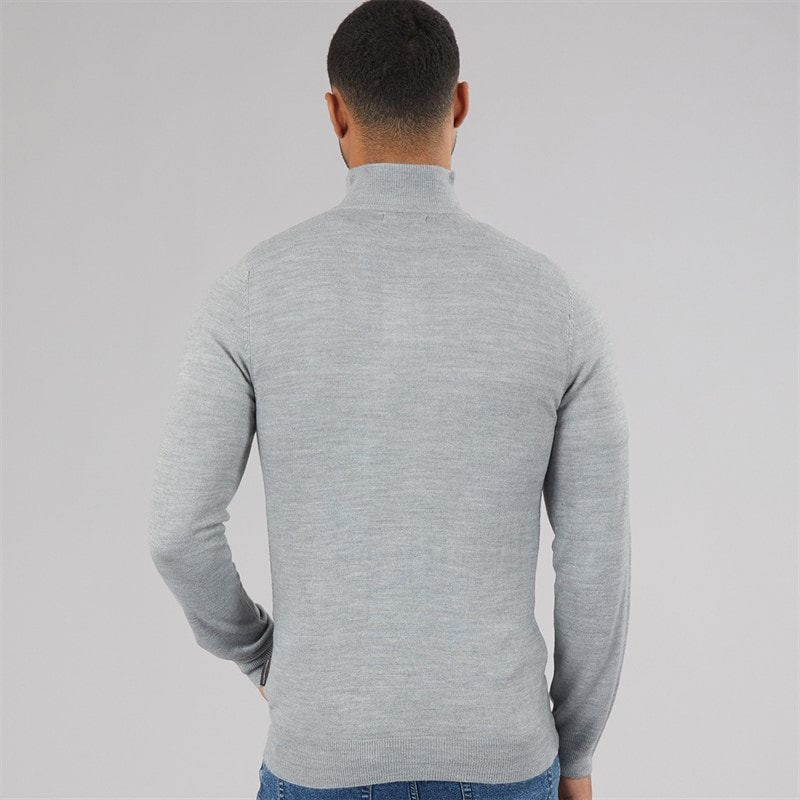 Mens Cash Half Zip Jumper Light Grey Mel - Image 2
