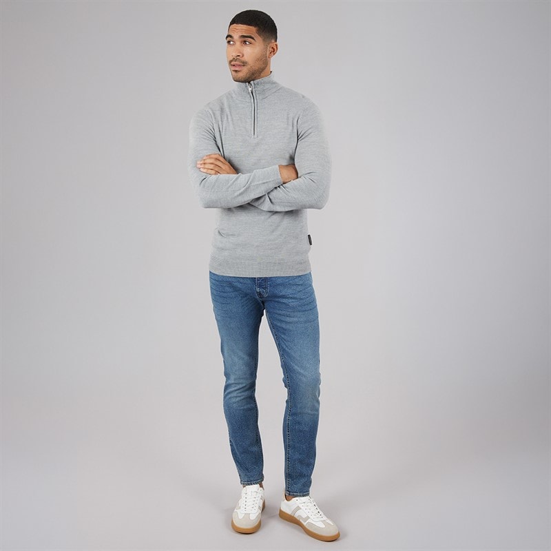 Mens Cash Half Zip Jumper Light Grey Mel - Image 3
