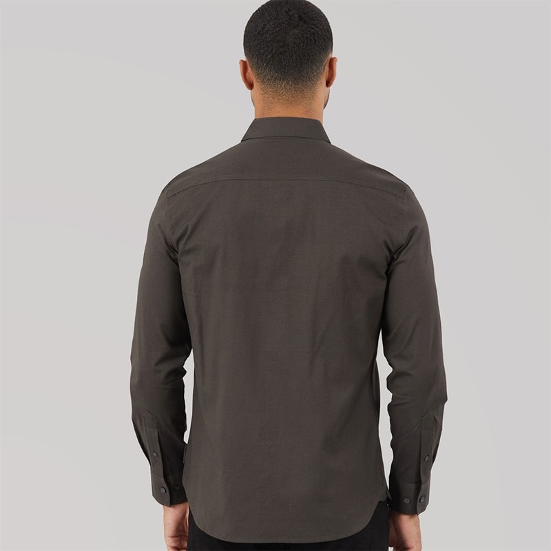Mens Two Pocket Oxford Overshirt Solid Khaki - Image 2