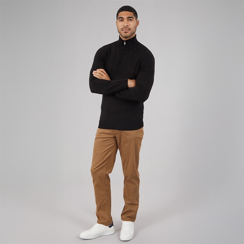 Mens Cash Half Zip Jumper Black - Image 3