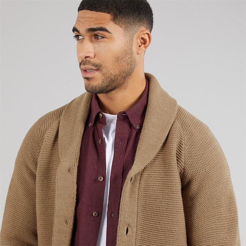 Mens 5 Shawl Cardigan ange Camel Melange - Image 3