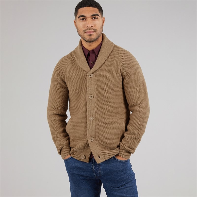 Mens 5 Shawl Cardigan ange Camel Melange - Image 5