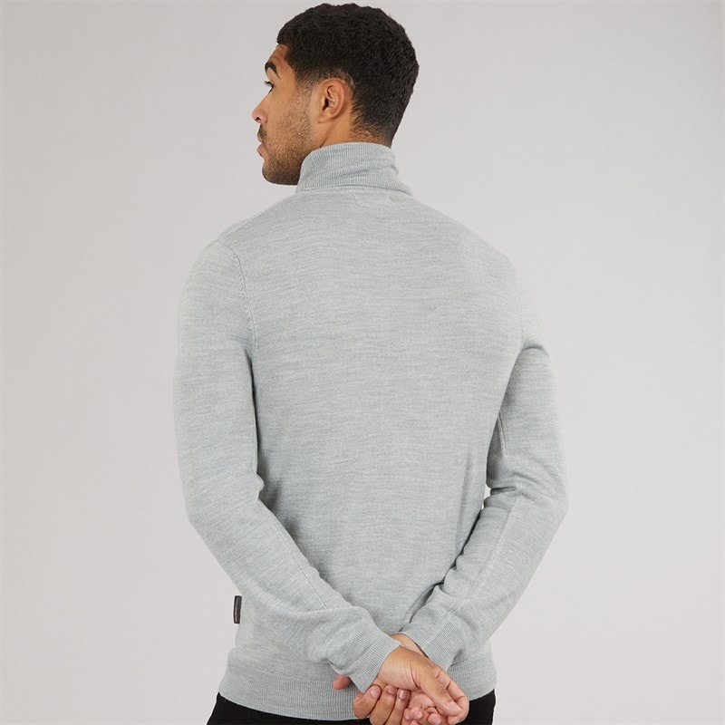 Mens Cash Roll Jumper Light Grey Mel - Image 2