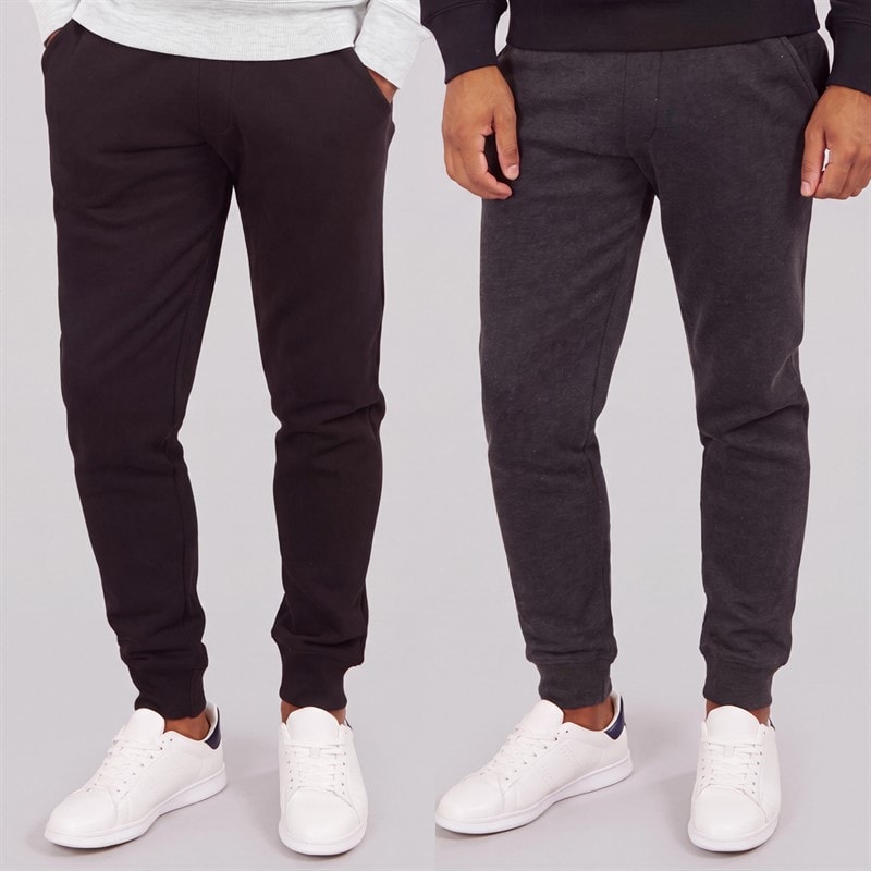 French Connection Mens Two Pack Joggers Multi 1 Black/Charcoal Mel