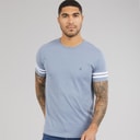 Mens Arm Stripes T-Shirt Light Blue Melange/White