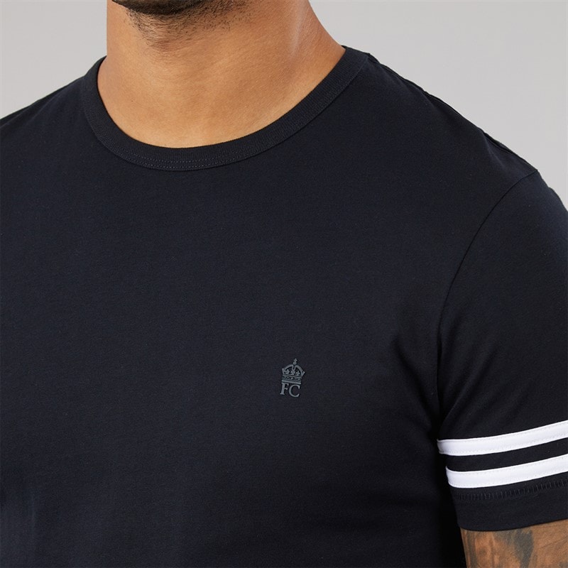 Mens Arm Stripes T-Shirt Marine/White - Image 3
