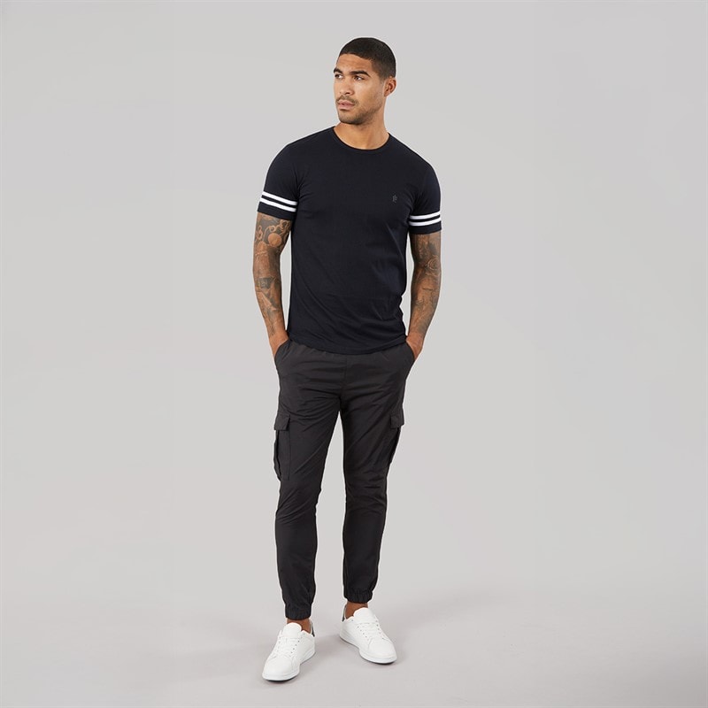 Mens Arm Stripes T-Shirt Marine/White - Image 4