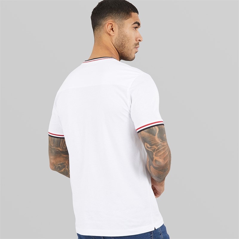 Mens 3 Col Ringer T-Shirt White - Image 2