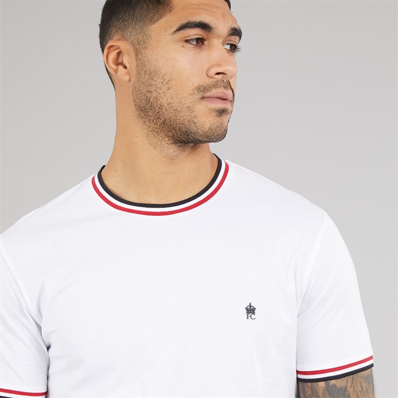 Mens 3 Col Ringer T-Shirt White - Image 3
