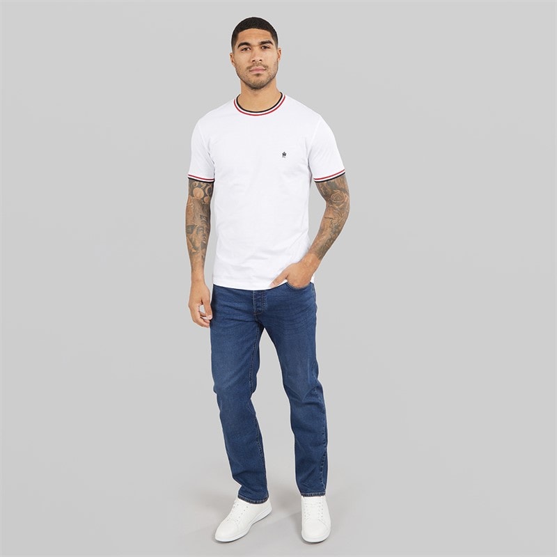 Mens 3 Col Ringer T-Shirt White - Image 4