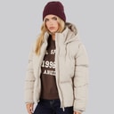 Womens Row Short Puffer Coat Light Taupe