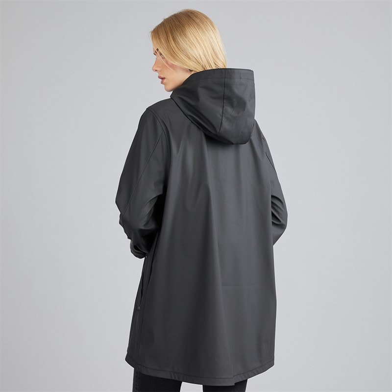 Womens PU Rain Coat Black - Image 2