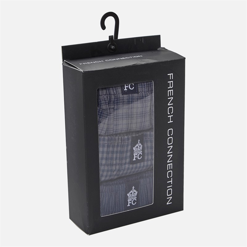 Mens Three Pack FC Woven Boxers Multi 1 Charoal Marine Check/Charcoal Marine Multi 1 Charoal Marine Check/Charcoal Marine Gingham/Charcoal Marine Stripe - Image 2