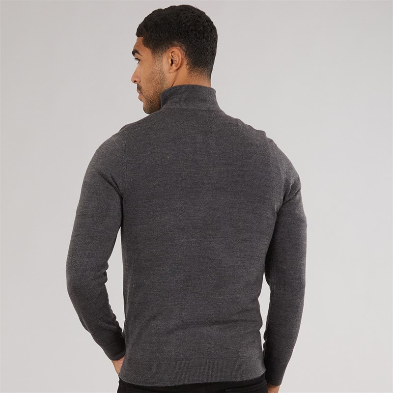 Mens Cash Half Zip Jumper Charcoal Mel - Image 2