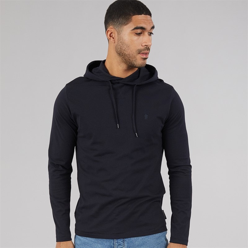 French Connection Mens 3 Crown Long Sleeve Hooded Top Marine