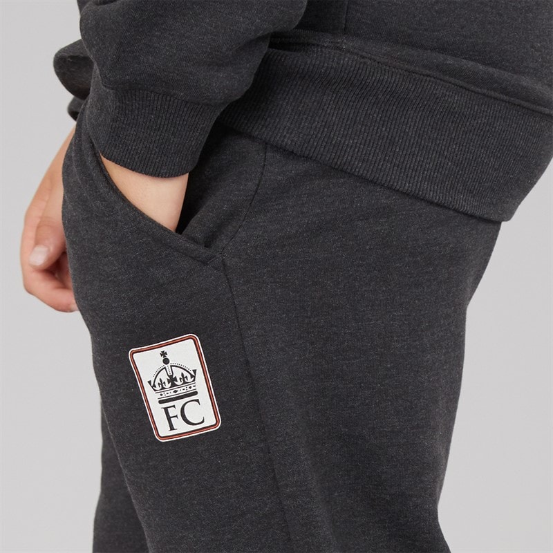 Boys Label Overhead Hoodie And Joggers Tracksuit Charcoal Melange/Ecru/Burnt Orange - Image 3