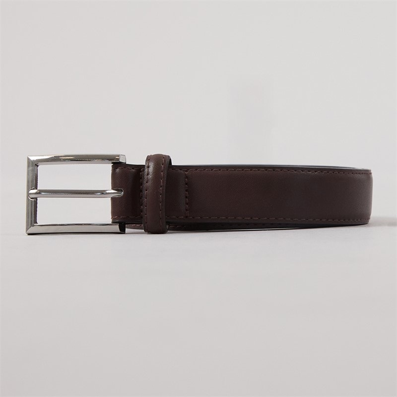 Mens Essential Leather Keeper Belt Brown Brushed Nickel - Image 1