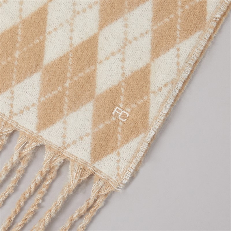 Womens Argyle Scarf Camel/Porcelain - Image 3