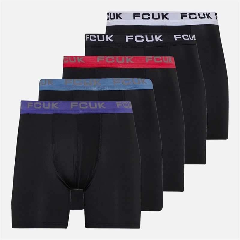 Mens Five Pack FCUK Performance Boxers FCUK 30 Black - Image 1