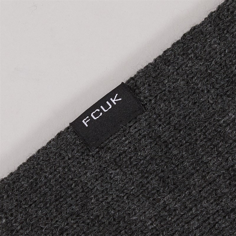 Mens FCUK Cash Beanie Scarf And Gloves Three Piece Set Charcoal Melange - Image 2