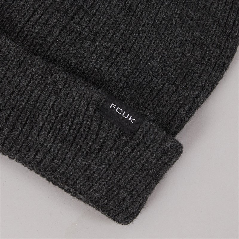 Mens FCUK Cash Beanie Scarf And Gloves Three Piece Set Charcoal Melange - Image 3