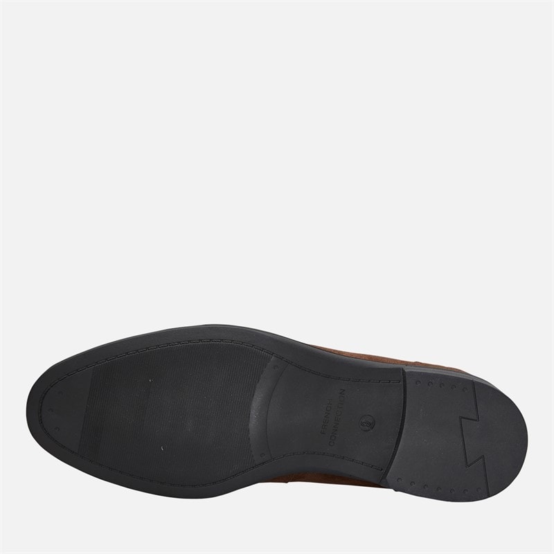 Mens Penny Loafers Brown PU Suede - Image 2