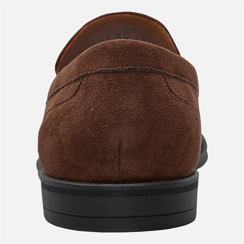 Mens Penny Loafers Brown PU Suede - Image 3