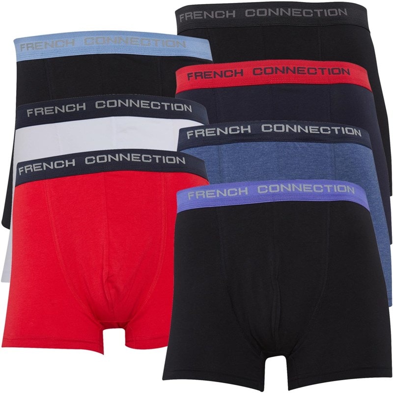 Mens Seven Pack FC5 Boxers/White/Red/Marine/Mid Blue Melange// Black - Image 1