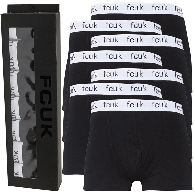 French Connection Mens FCUK Seven Pack Boxer Trunks FCUK 2 Black - Image 1