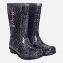 Girls Glitter Wellies Black