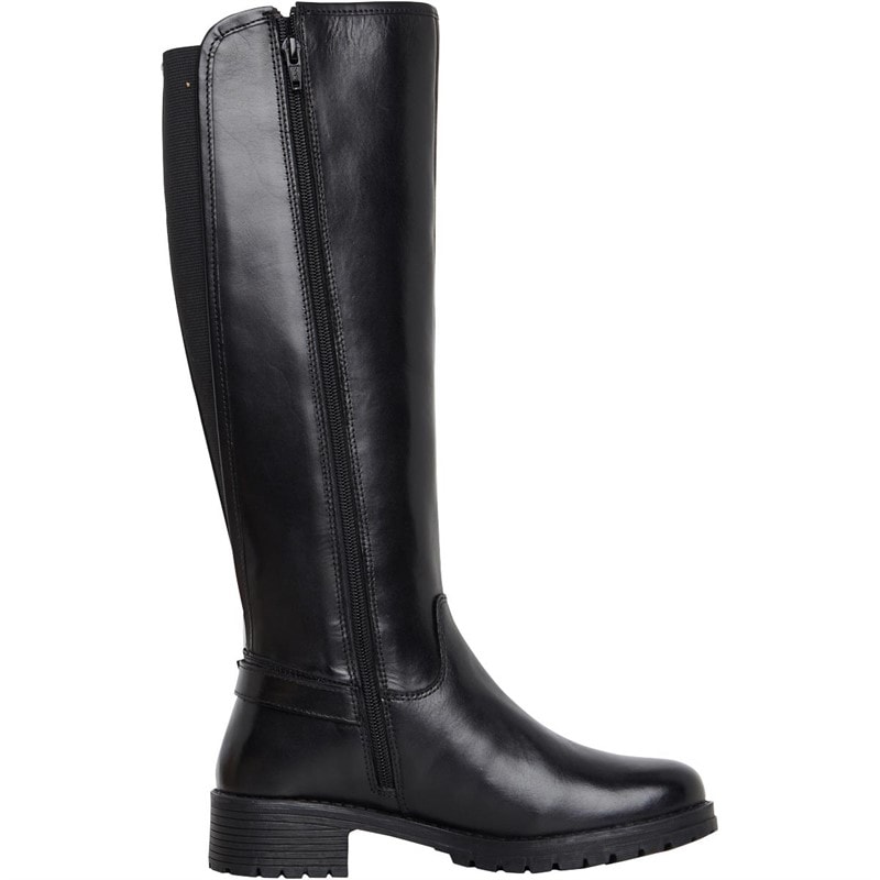 Womens Knee Length Leather Boots Black - Image 4