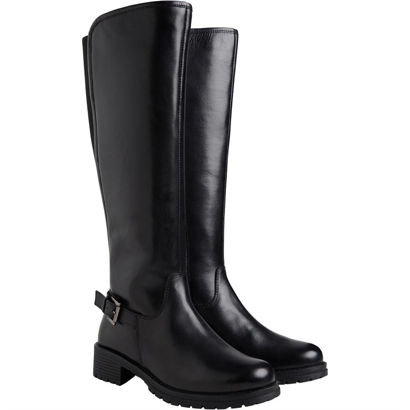 Womens Knee Length Leather Boots Black - Image 5