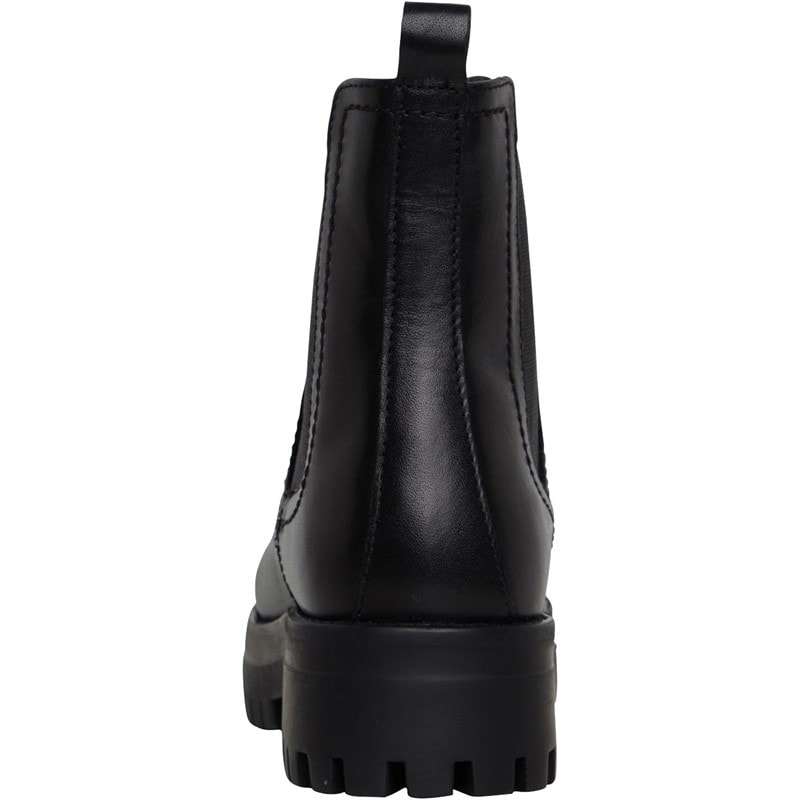 Womens Leather Chunky Chelsea Boots Black - Image 3
