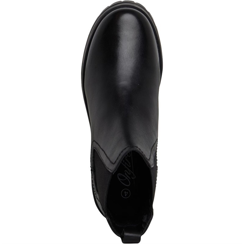 Womens Leather Chunky Chelsea Boots Black - Image 4