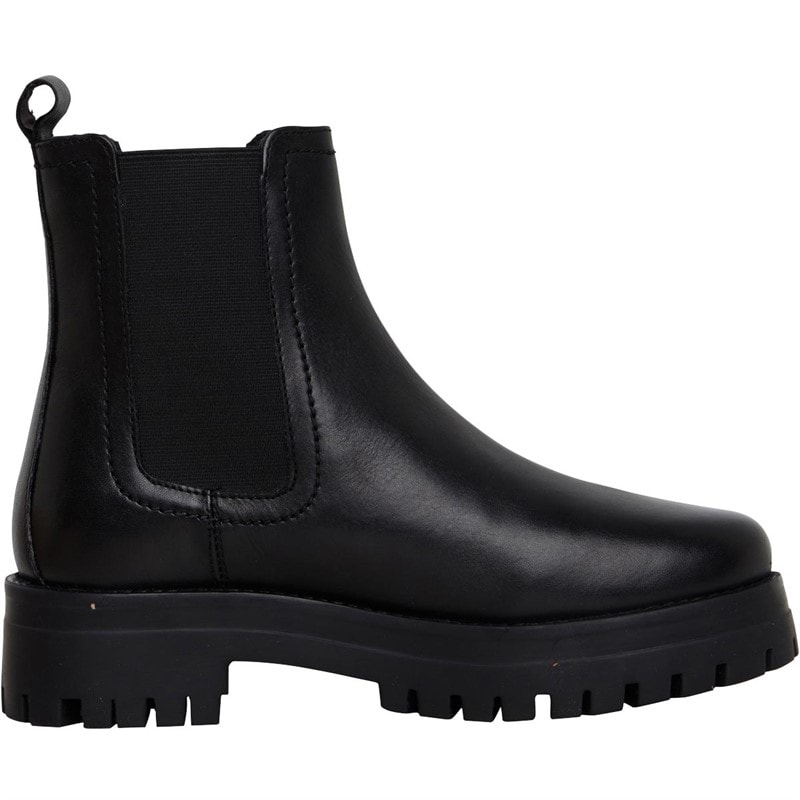 Womens Leather Chunky Chelsea Boots Black - Image 5