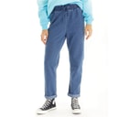Womens Elasticated Waist Roll Up Jeans Mid Wash