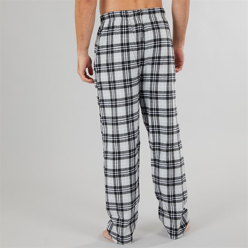 Mens Woven Check Pyjama Pants Black/Grey - Image 2