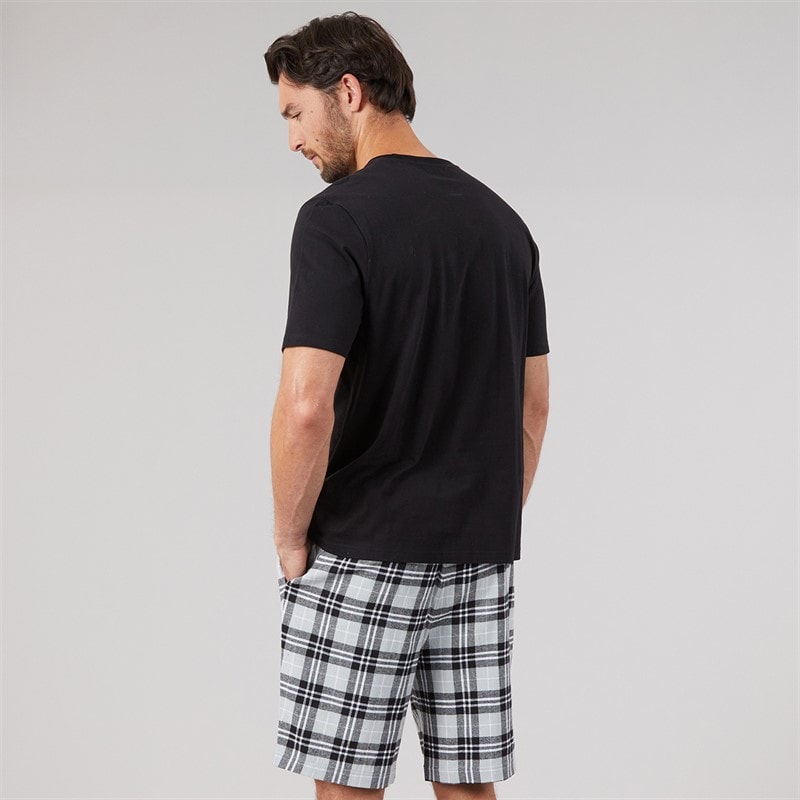 Mens Woven Shorts And Short Sleeve T-Shirt Set Black/Grey - Image 2