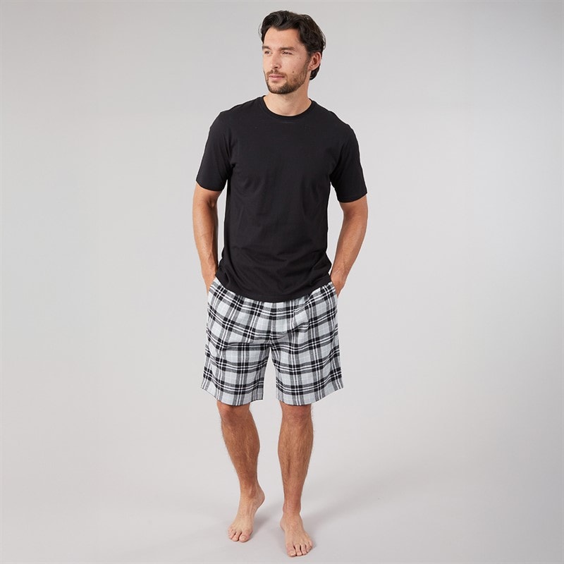 Mens Woven Shorts And Short Sleeve T-Shirt Set Black/Grey - Image 4