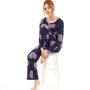 Womens Soft Touch Scatter Heart Pyjama Navy/Pink