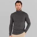 Mens Roll Neck Sweater Charcoal Marl